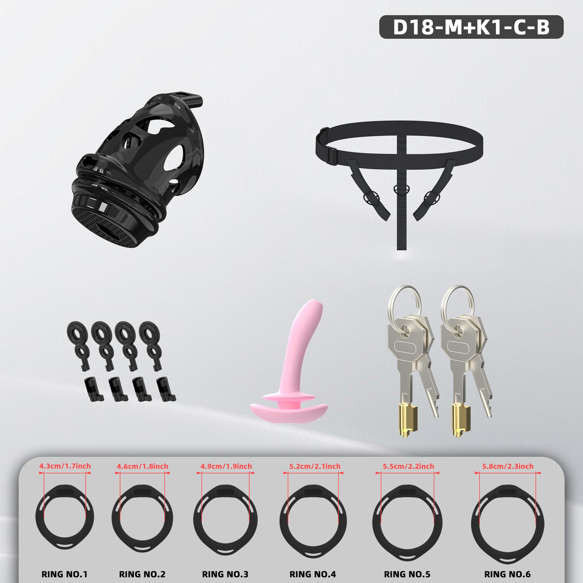 D18 Dual-Lock Chastity Set with K1-C - detail 2
