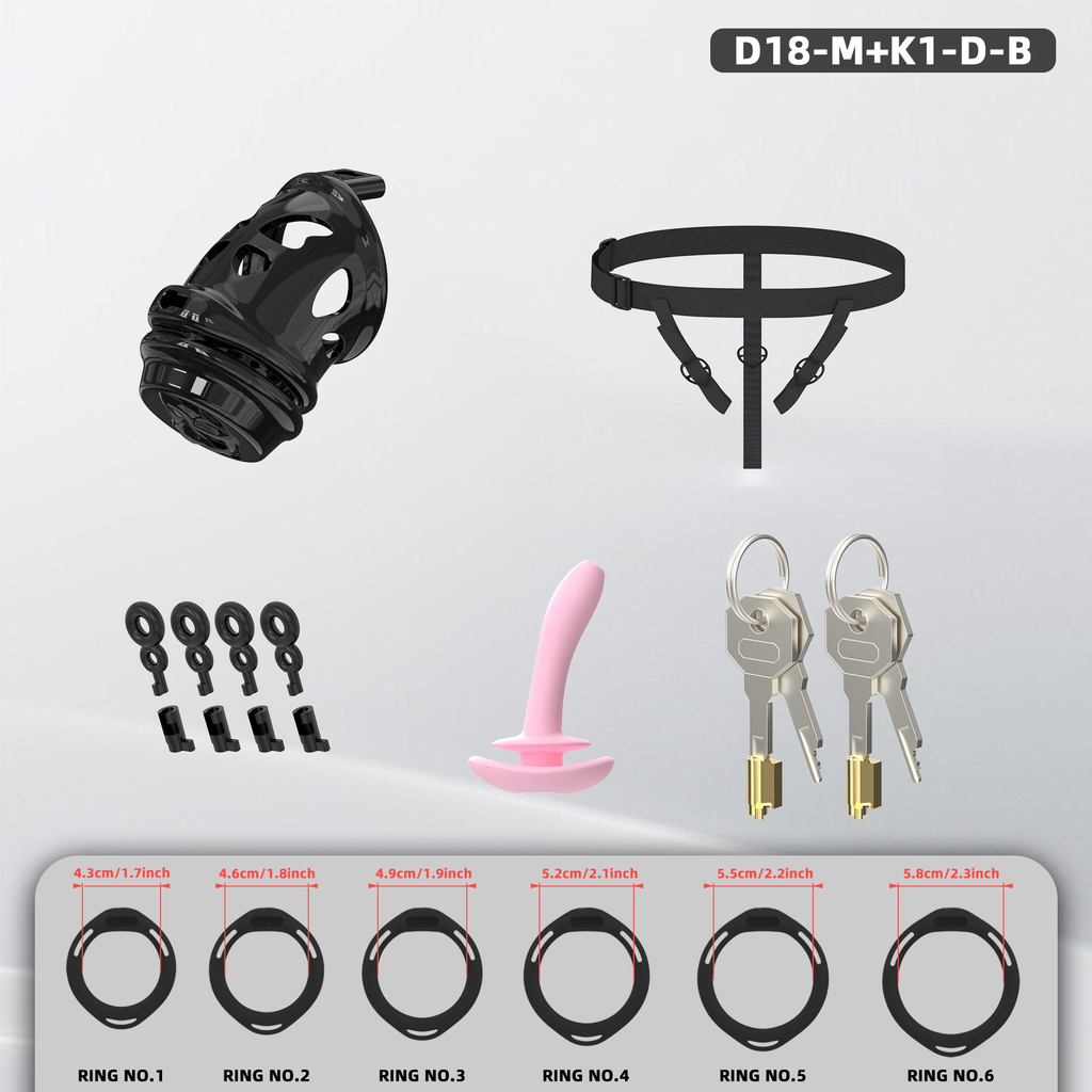 D18 Dual-Lock Chastity Set with K1-D - detail 2