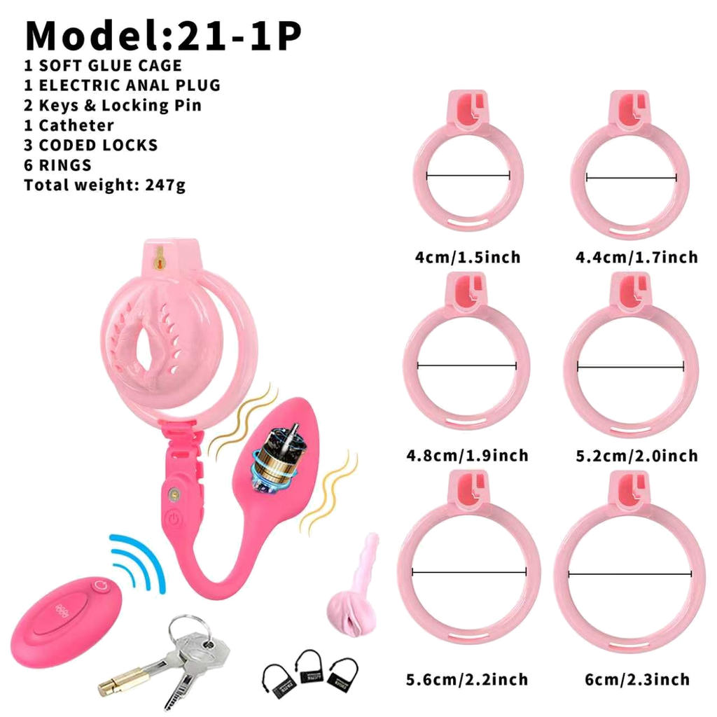 Generation 21Soft Silicone
(with Anal Plug) Chastity Cage Set - detail 1