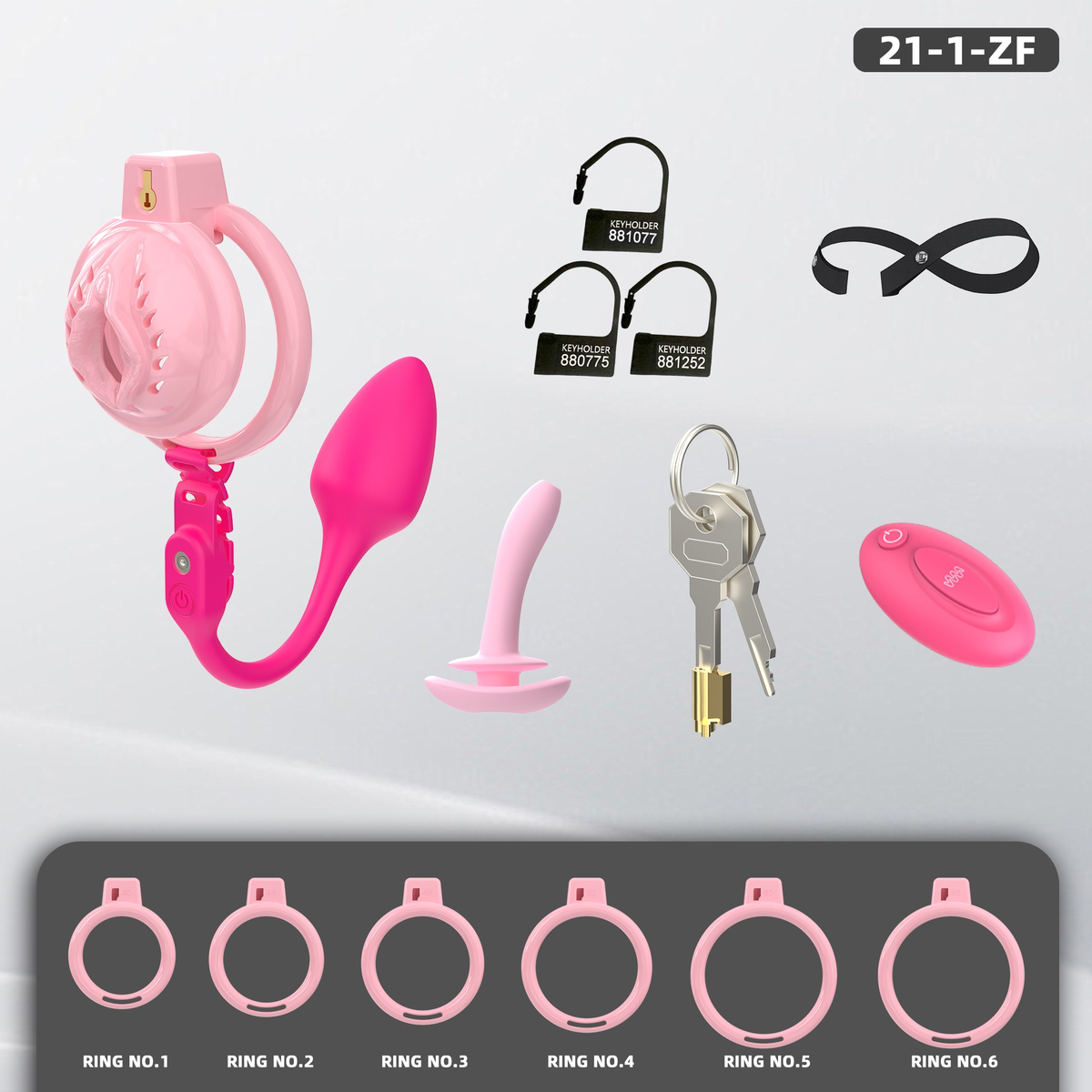 Generation 21Soft Silicone
(with Anal Plug) Chastity Cage Set (21—1, 21—2) - detail 1