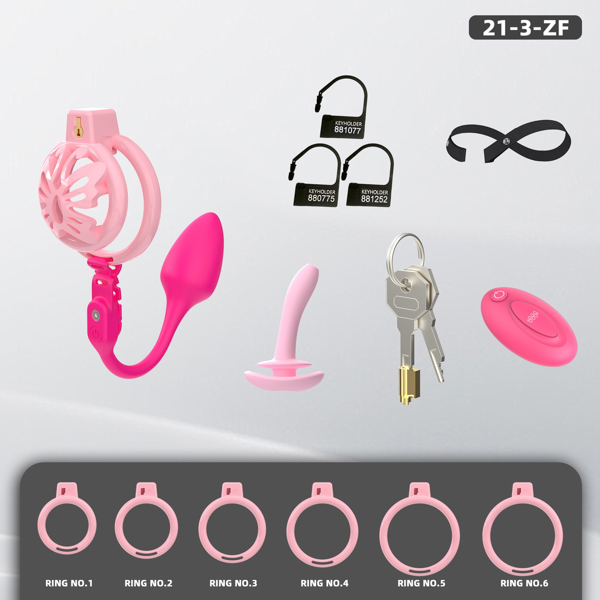 Generation 21Soft Silicone
(with Anal Plug) Chastity Cage Set (21—2, 21—3) - detail 1