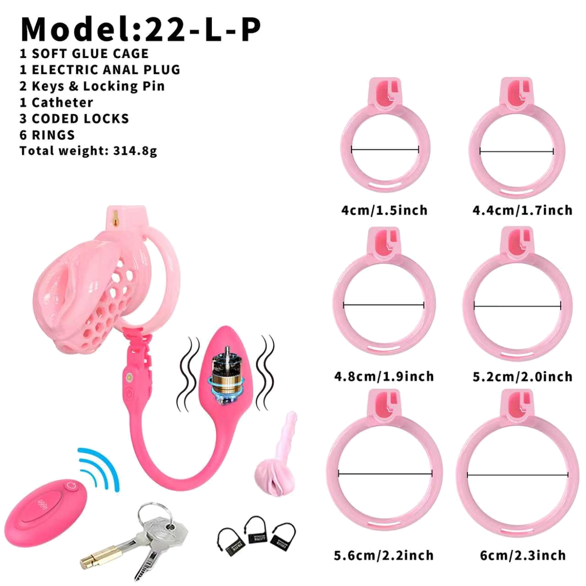 Generation 22Soft Silicone
(with Anal Plug) Chastity Cage Set - detail 1
