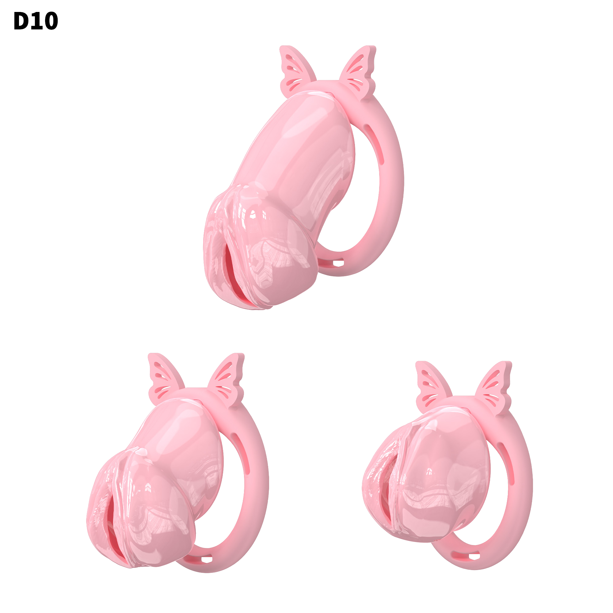 D10 Chastity Cage Set with Silicone Rings - main image