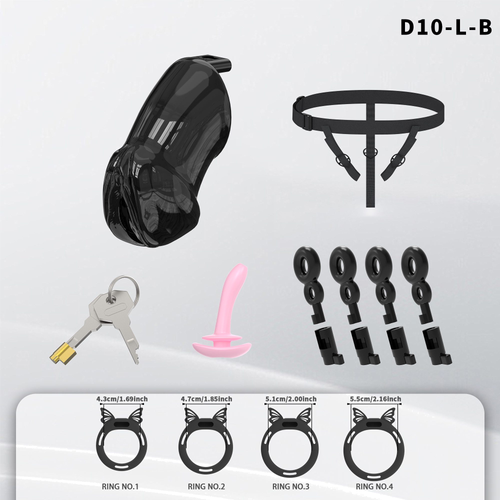 D10 Chastity Cage Set with Silicone Rings - detail 1