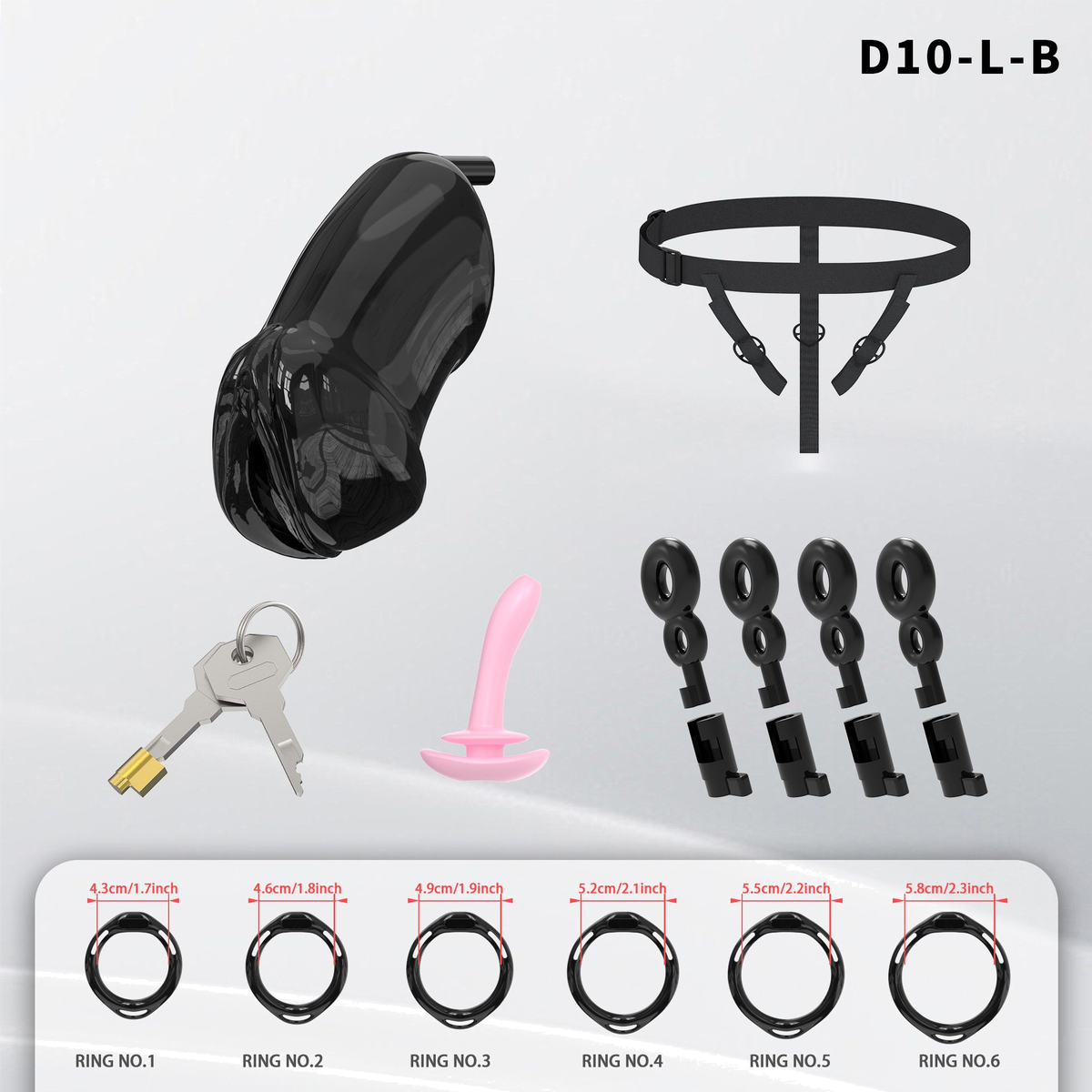 D10 Chastity Cage Set with Plastic Rings - detail 1