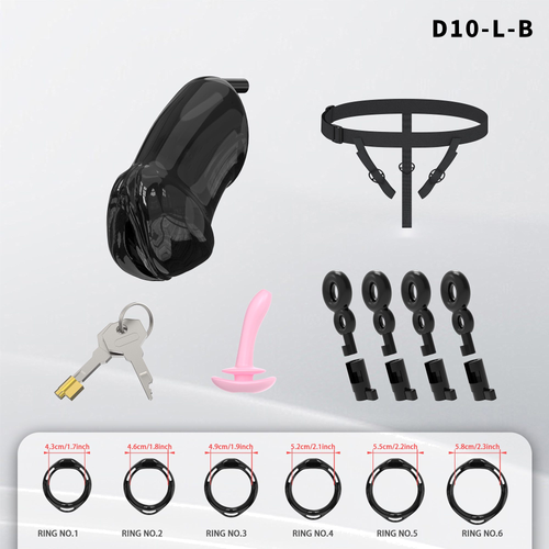 D10 Chastity Cage Set with Plastic Rings - detail 1