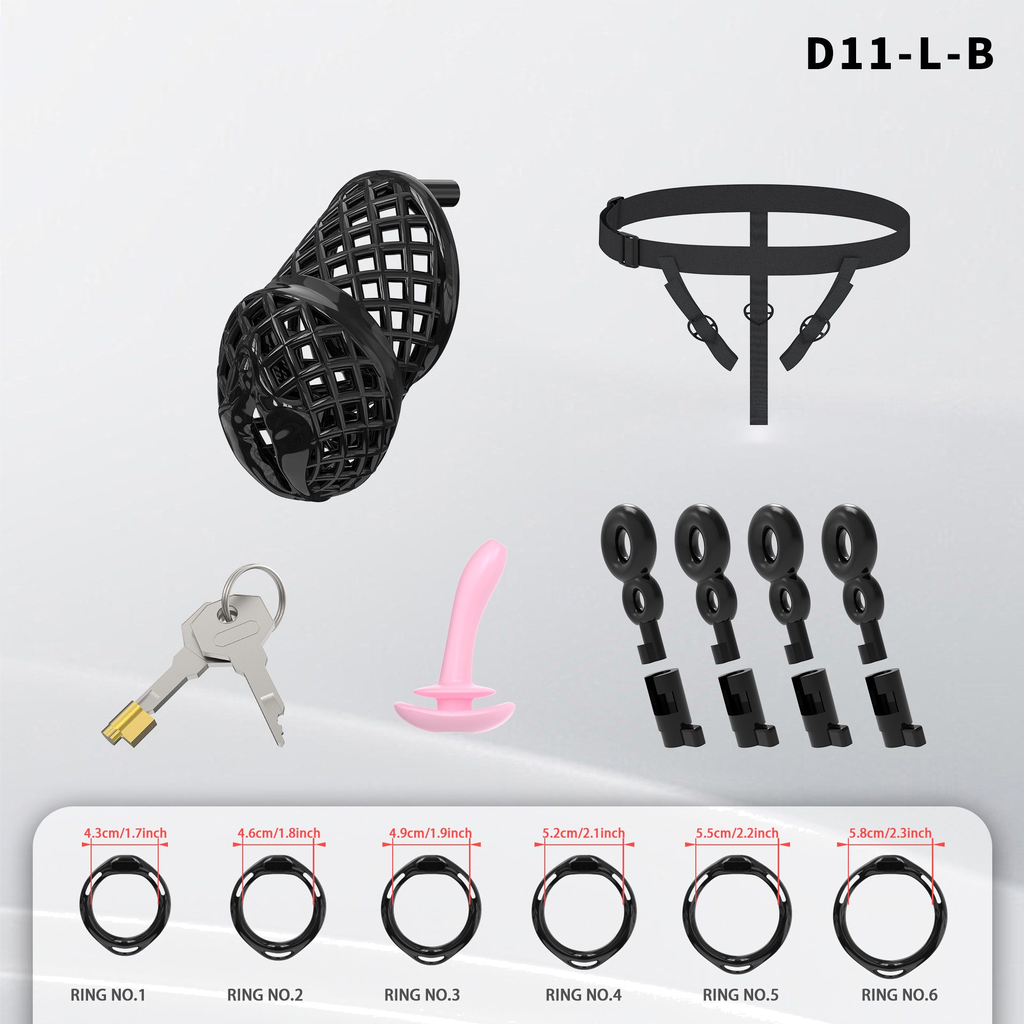 D11 Chastity Cage Set with Plastic Rings - detail 1