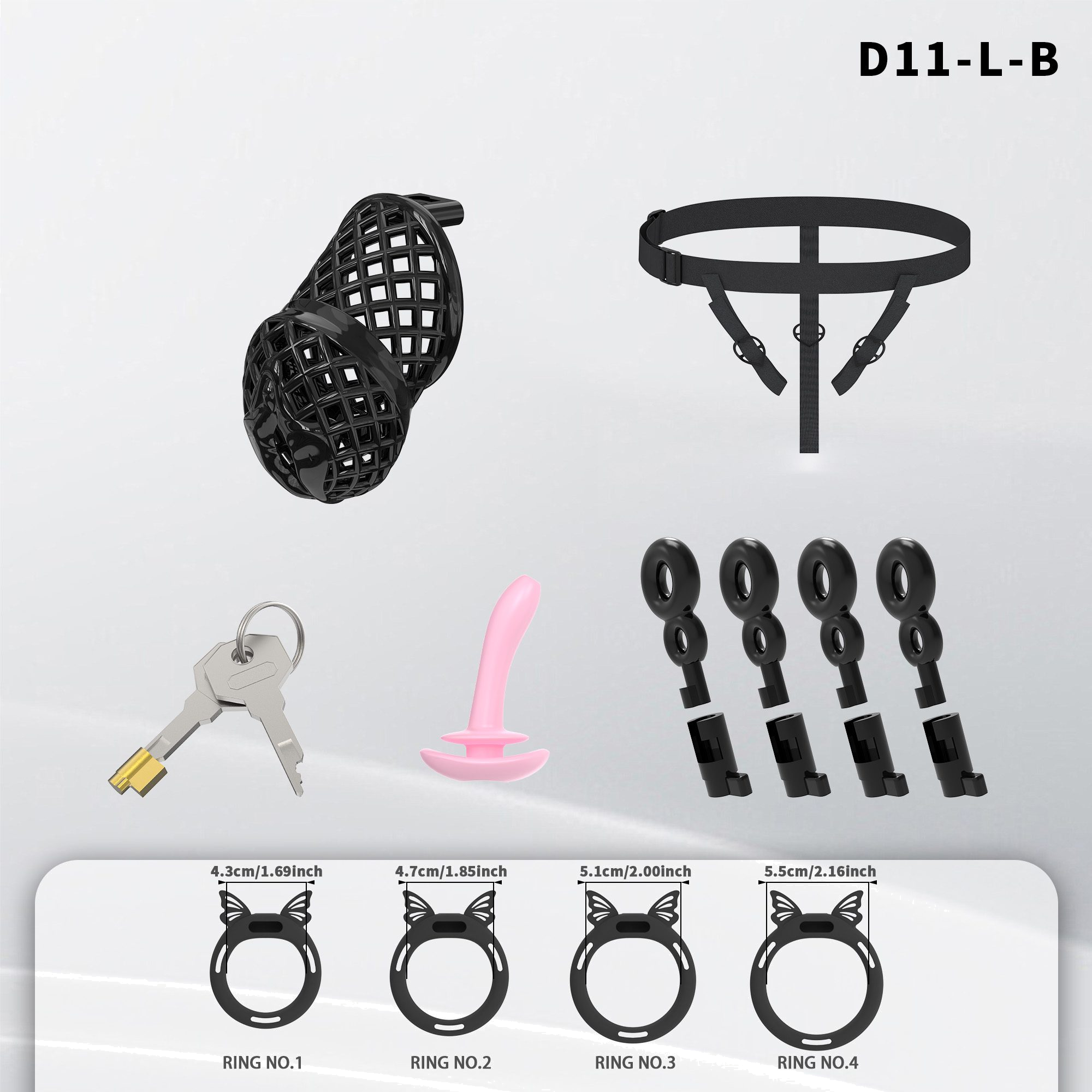 D11 Chastity Cage Set with Silicone Rings - detail 1