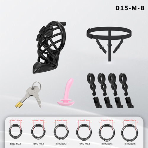 D15 Chastity Cage Set with Plastic Rings - detail 1