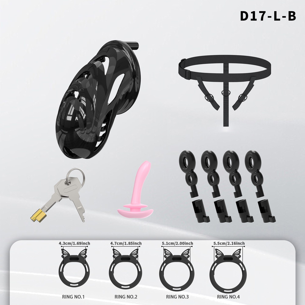 D17 Chastity Cage Set with Silicone Rings - detail 1