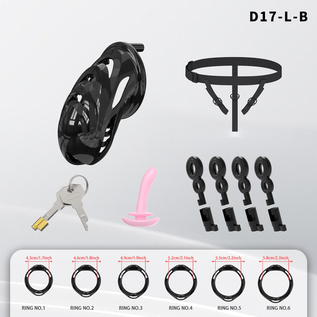 D17 Chastity Cage Set with Plastic Rings - detail 1