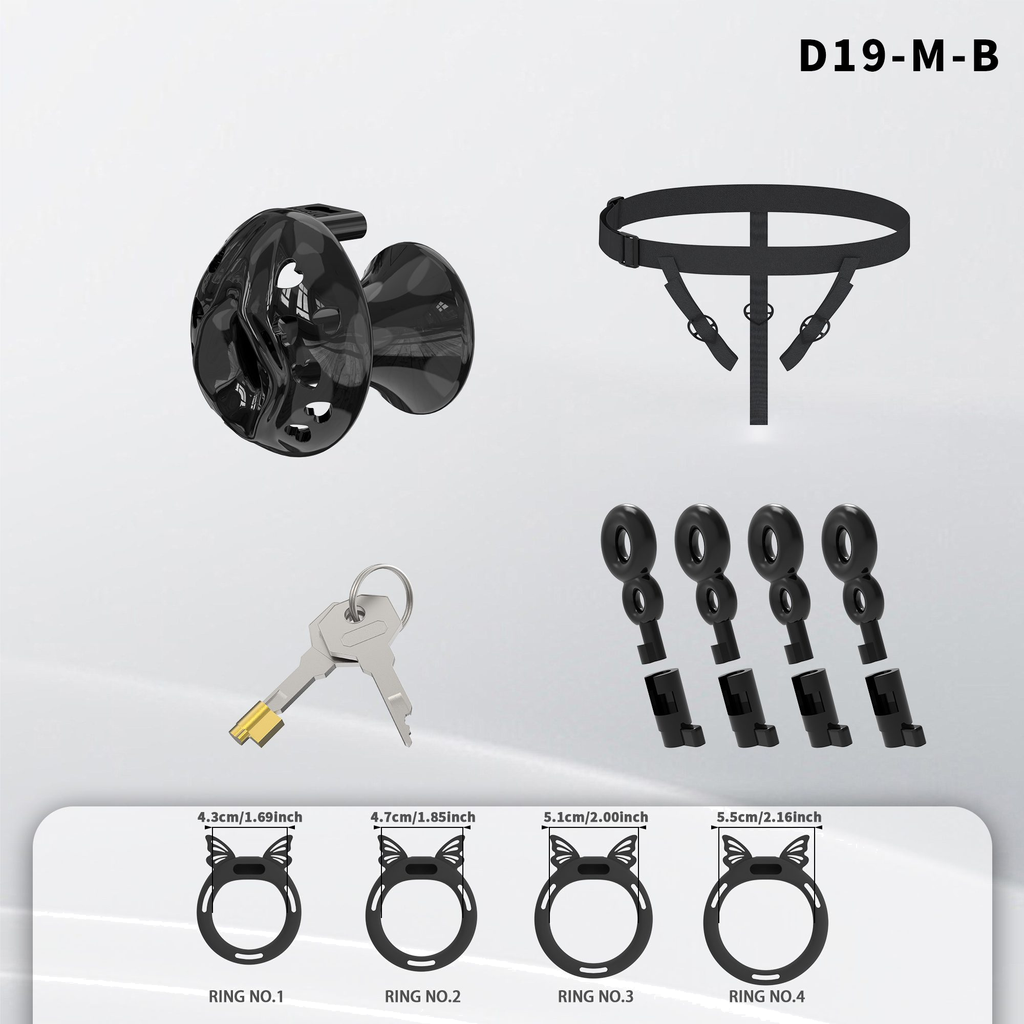 D19 Chastity Cage Set with Silicone Rings - detail 1