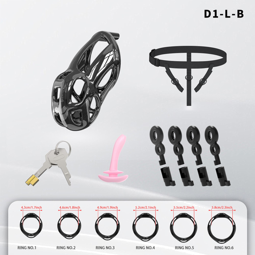 D1 Chastity Cage Set with Plastic Rings - detail 1