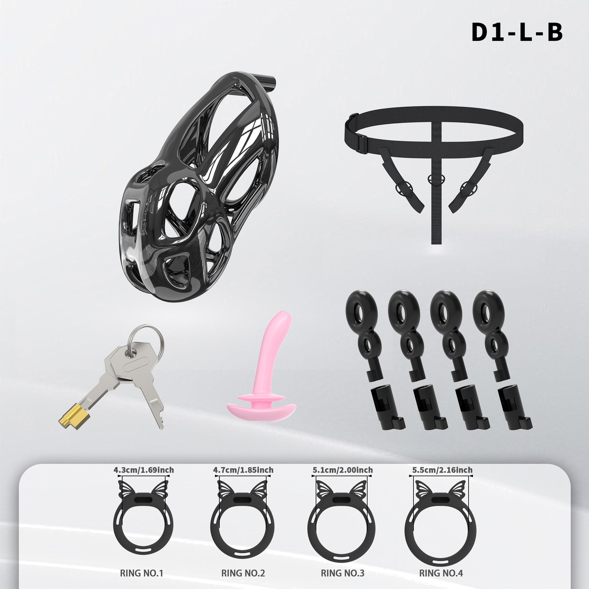D1 Chastity Cage Set with Silicone Rings - detail 1