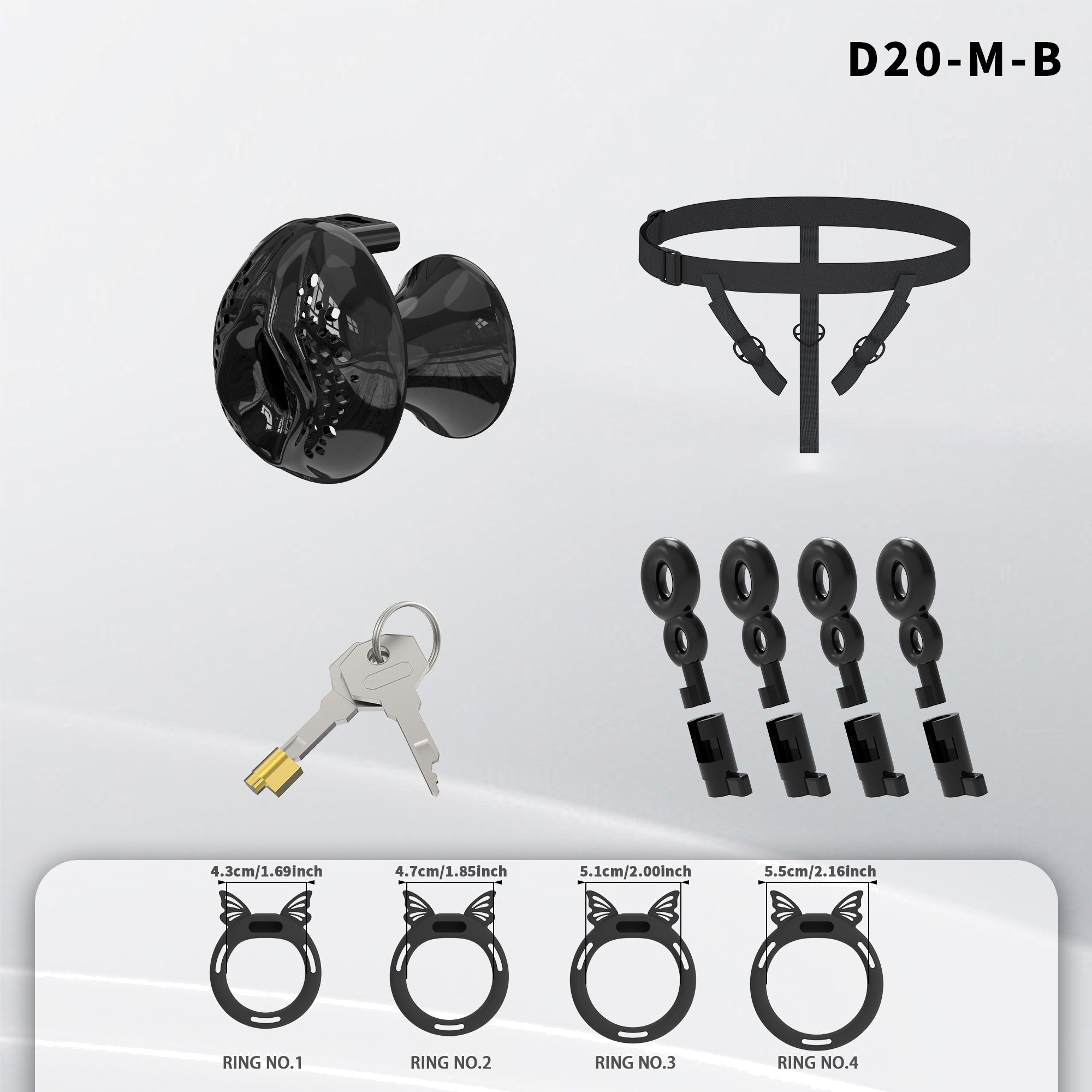 D20 Chastity Cage Set with Silicone Rings - detail 1