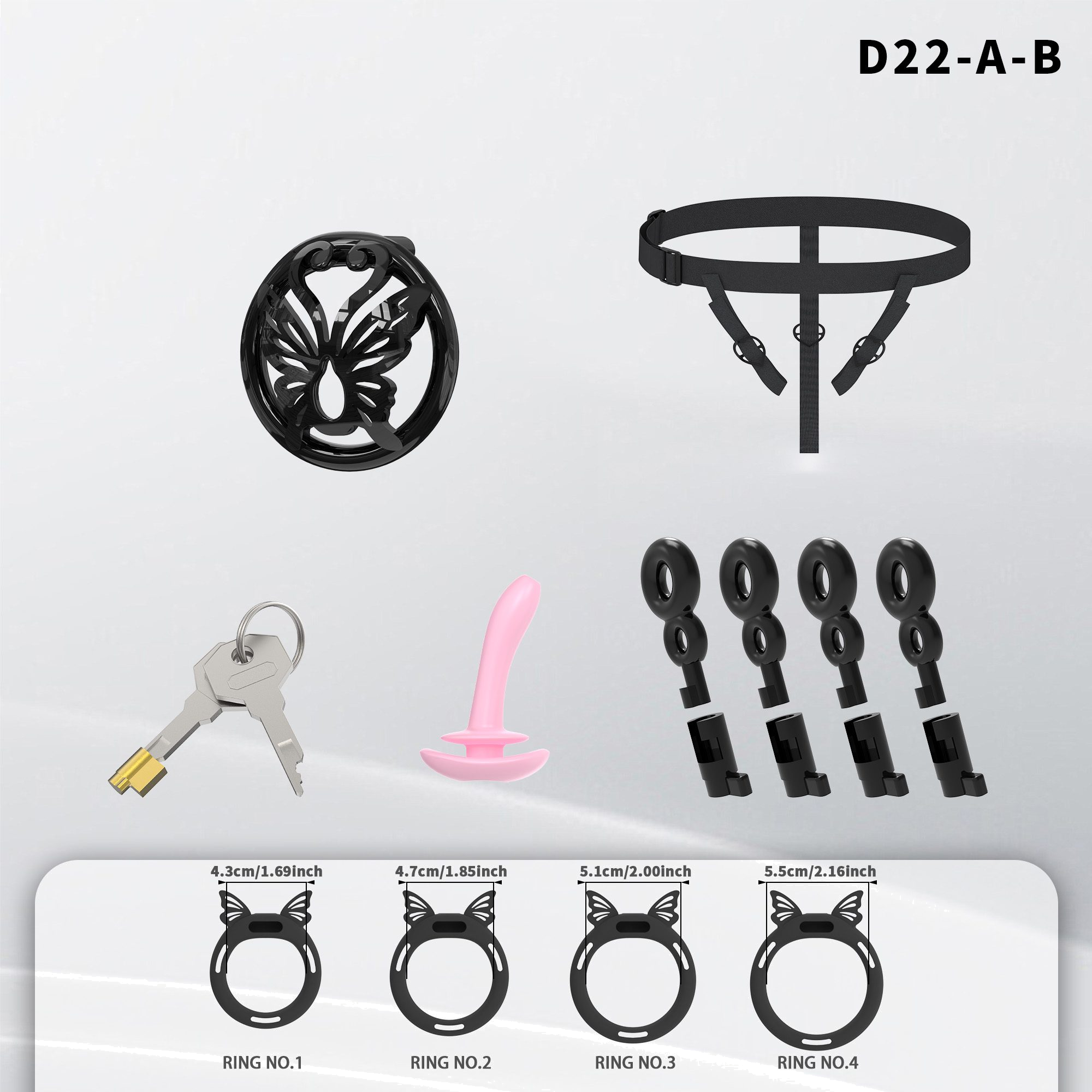 D22 Chastity Cage Set with Silicone Rings - detail 1