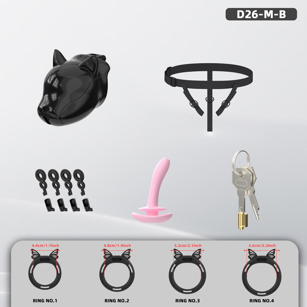 D26 Chastity Cage Set with Silicone Rings - detail 1