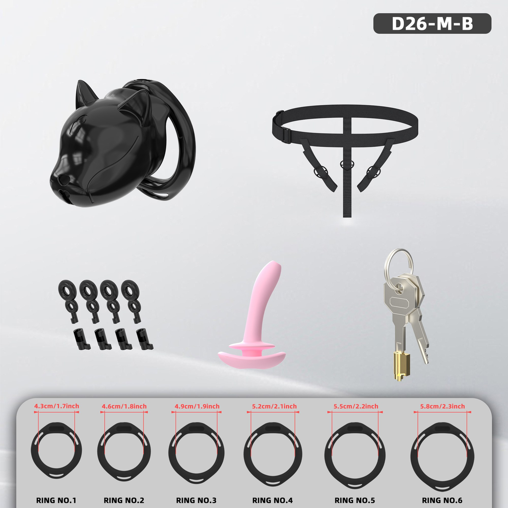 D26 Chastity Cage Set with Plastic Rings - detail 1