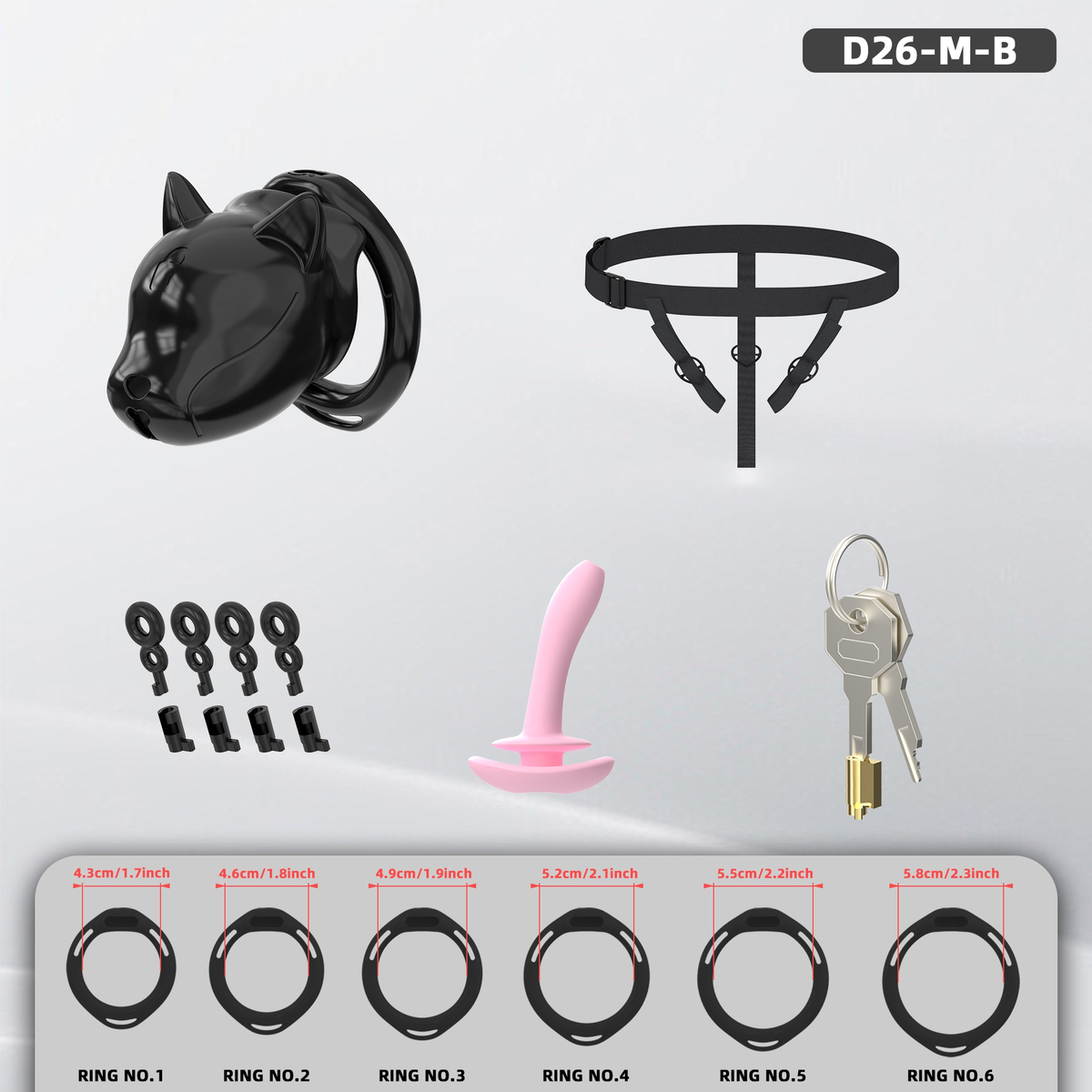 D26 Chastity Cage Set with Plastic Rings - detail 1