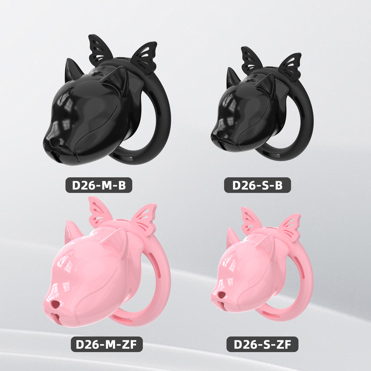 D26 Chastity Cage Set with Silicone Rings - main image