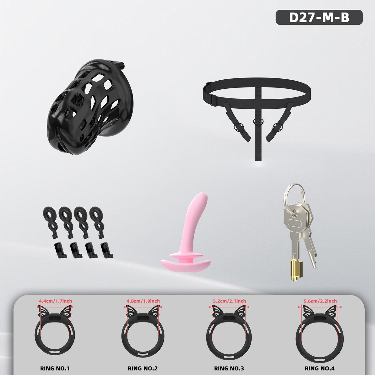 D27 Chastity Cage Set with Silicone Rings - detail 1