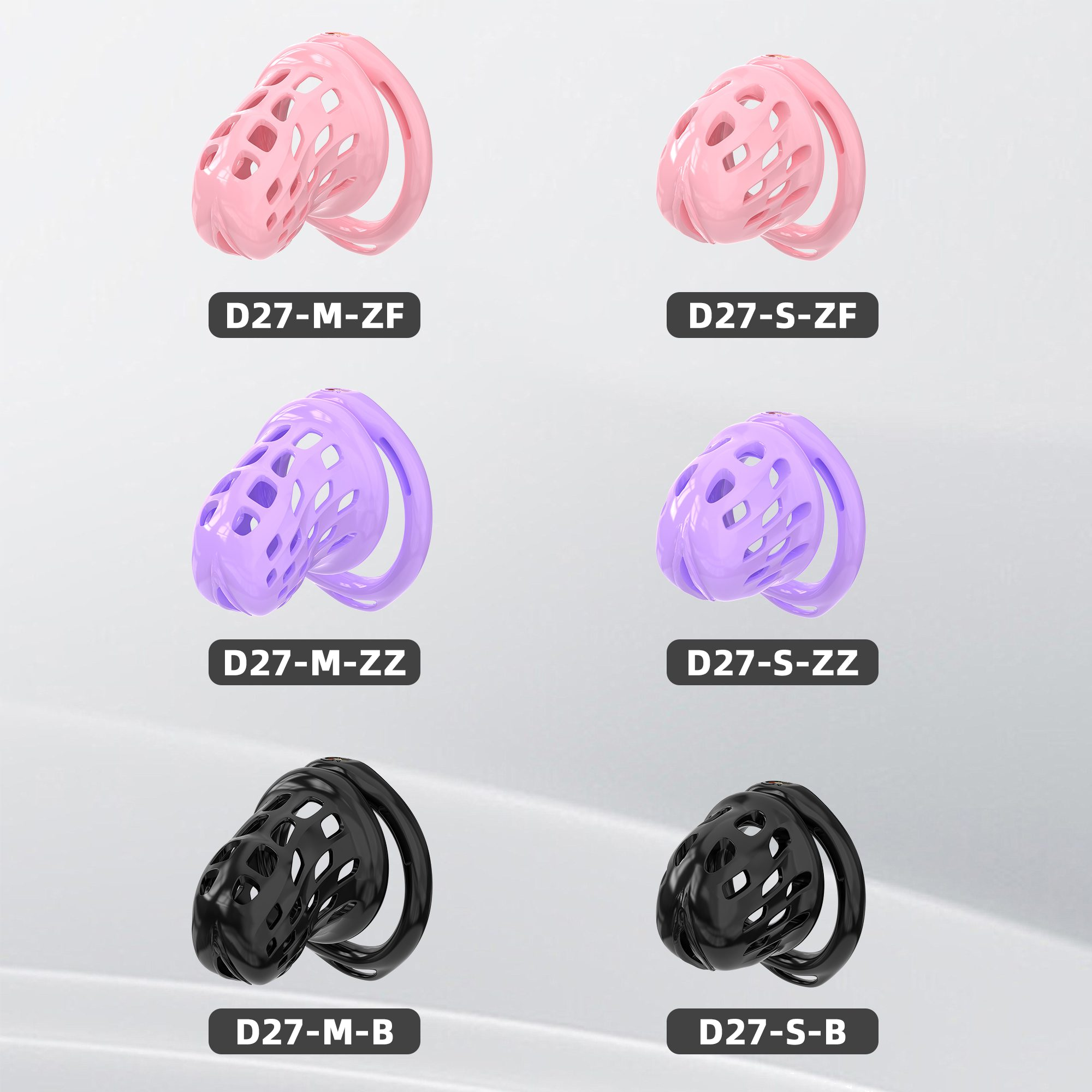 D27 Chastity Cage Set with Plastic Rings - main image