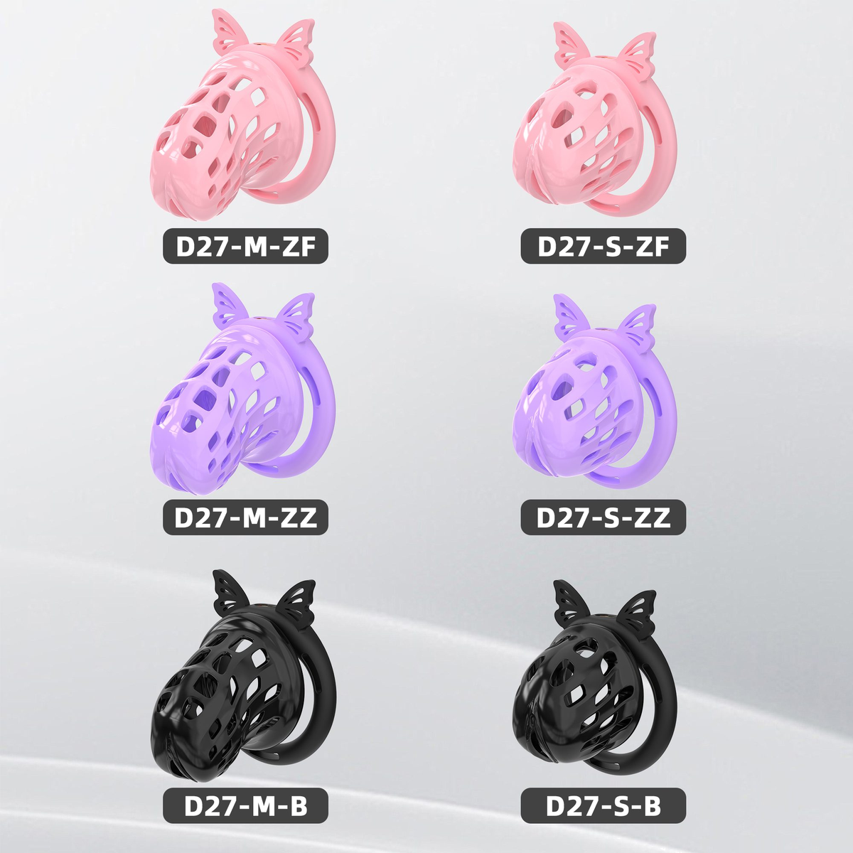 D27 Chastity Cage Set with Silicone Rings - main image