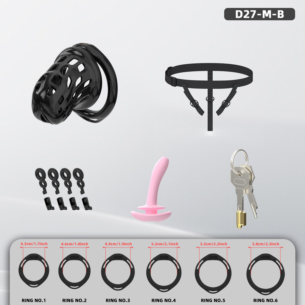 D27 Chastity Cage Set with Plastic Rings - detail 1