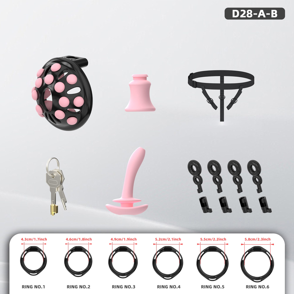 D28 Chastity Cage Set with Plastic Rings - detail 1