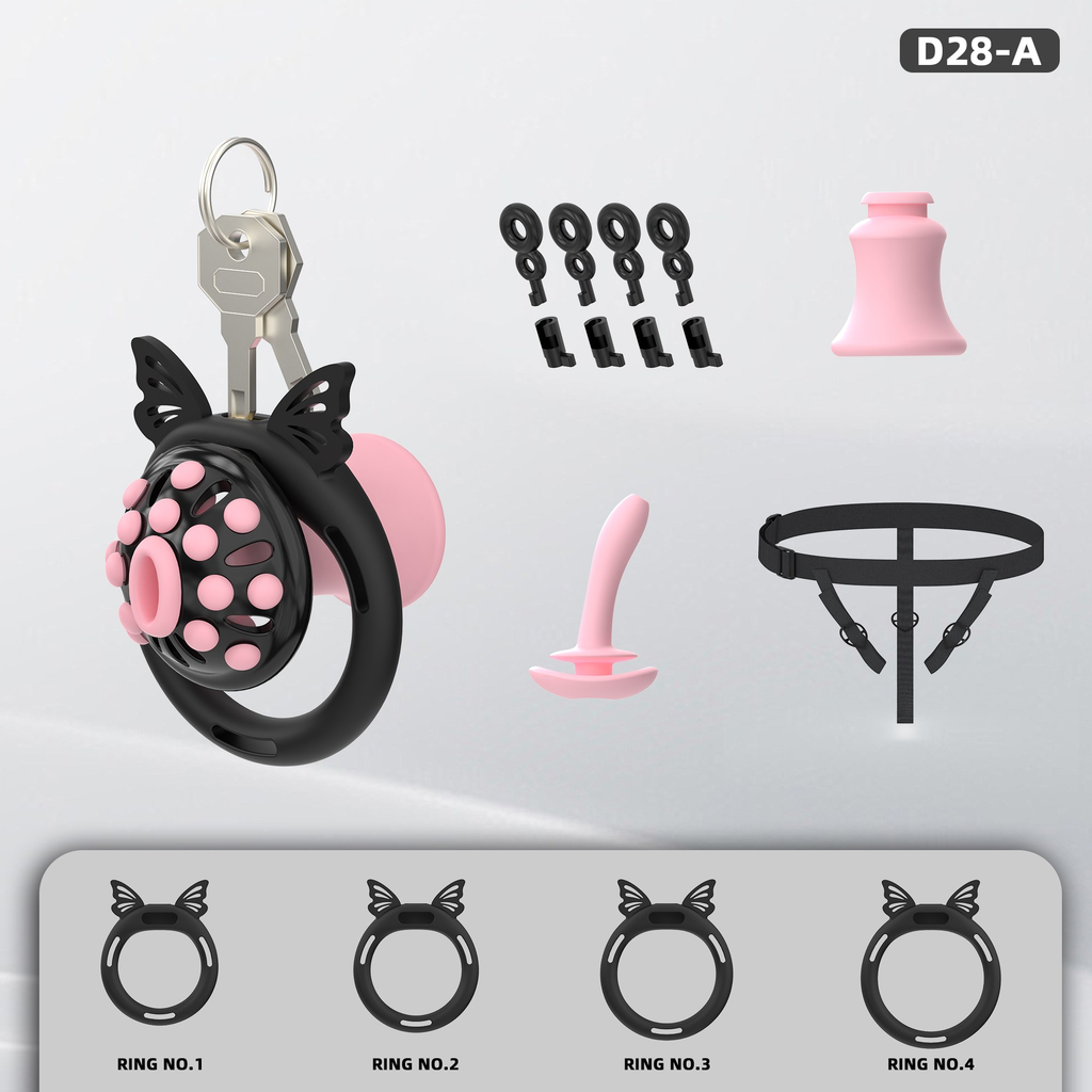 D28 Chastity Cage Set with Silicone Rings - detail 1