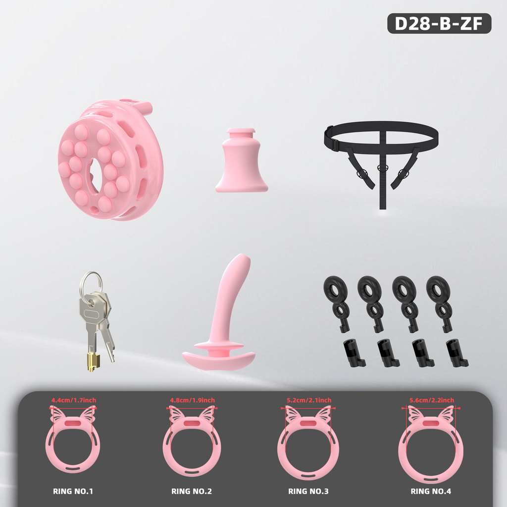 D28 Chastity Cage Set with Silicone Rings (D28-B) - main image
