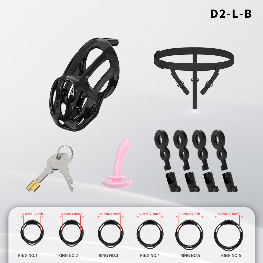D2 Chastity Cage Set with Plastic Rings - detail 1