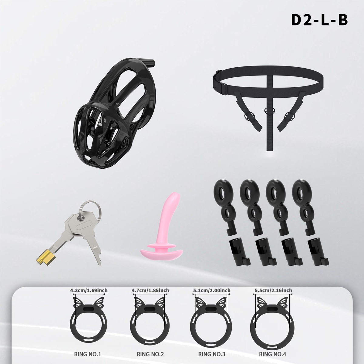 D2 Chastity Cage Set with Silicone Rings - detail 1