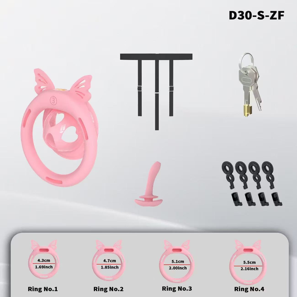 D30 Chastity Cage Set with Silicone Rings - detail 2
