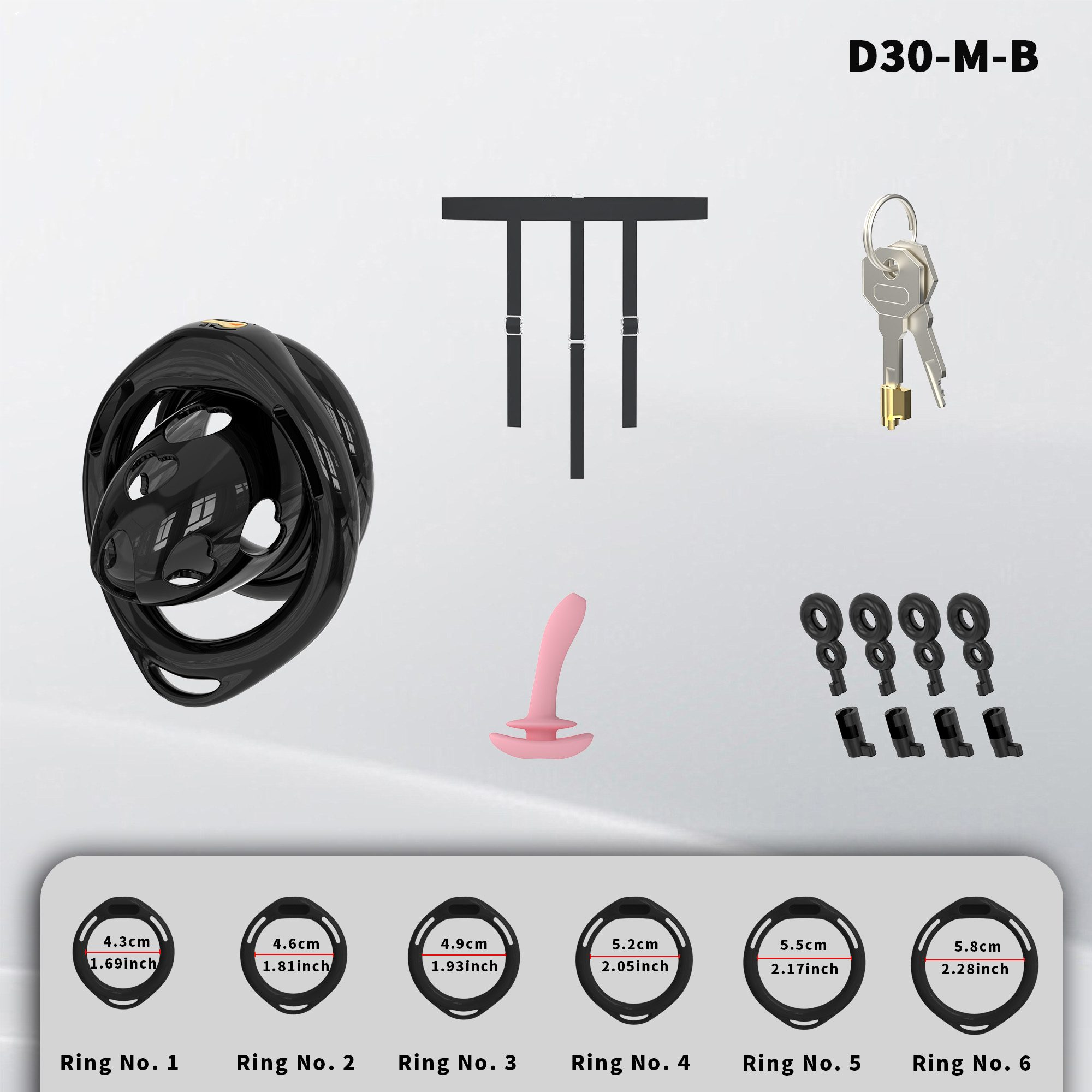 D30 Chastity Cage Set with Plastic Rings - detail 1