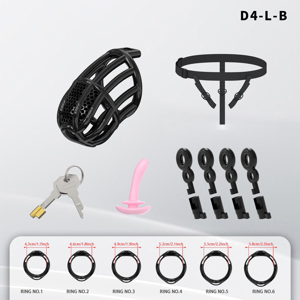 D4 Chastity Cage Set with Plastic Rings - detail 1