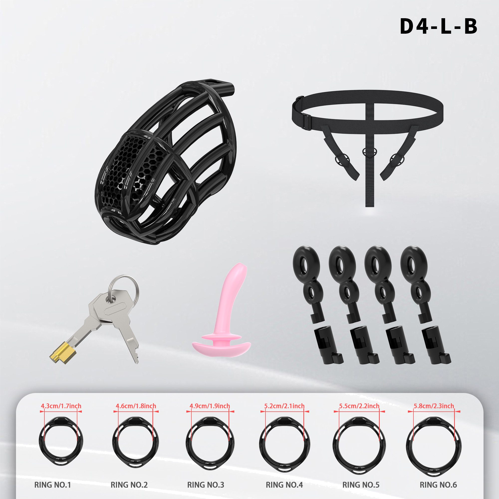 D4 Chastity Cage Set with Plastic Rings - detail 1