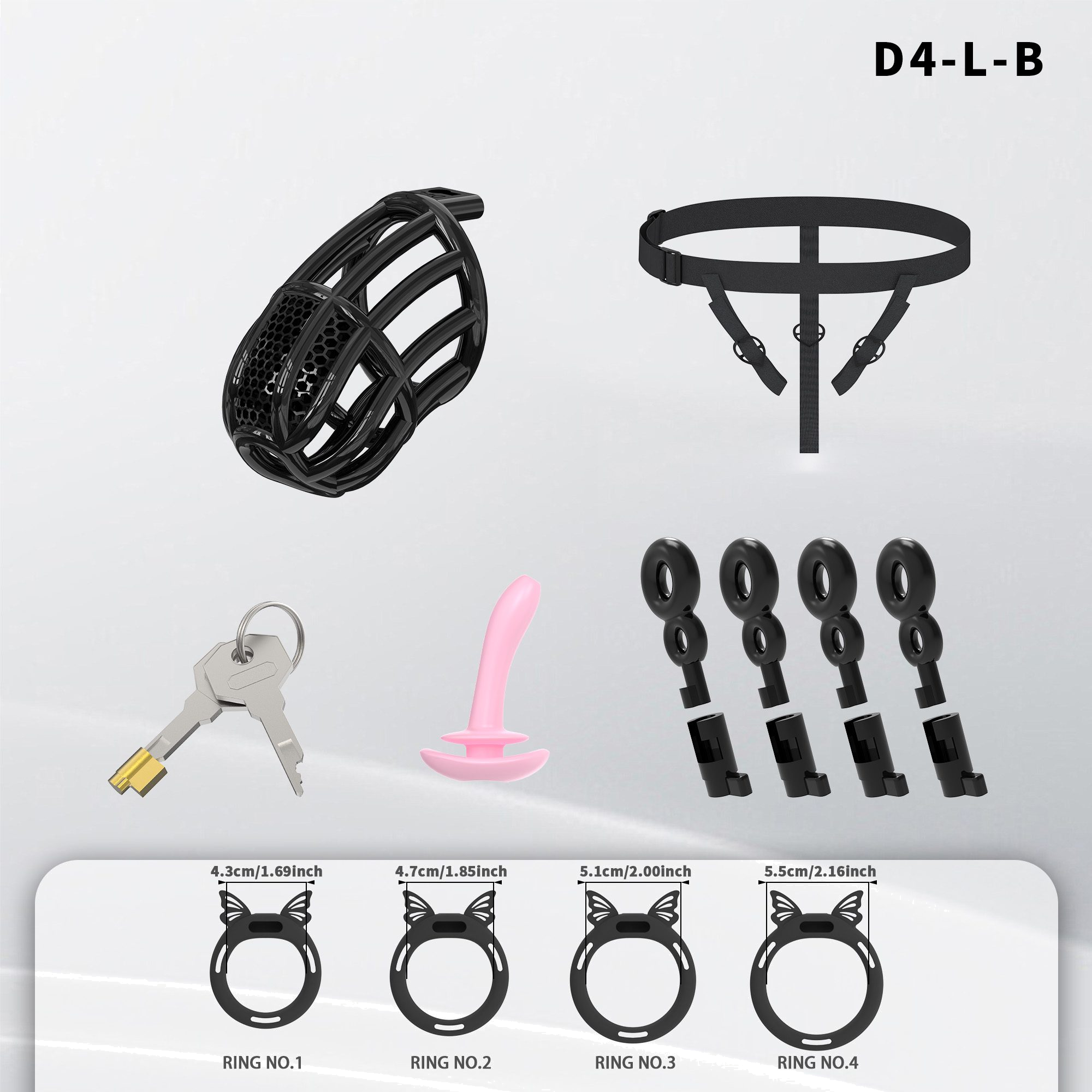 D4 Chastity Cage Set with Silicone Rings - detail 1