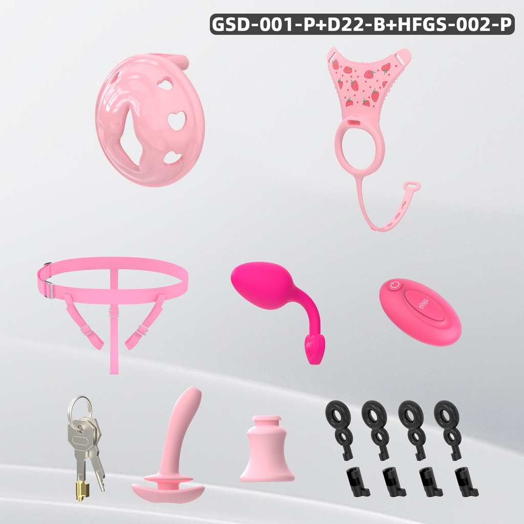 GSD+D22B New Silicone Ring Chastity Set - detail 2