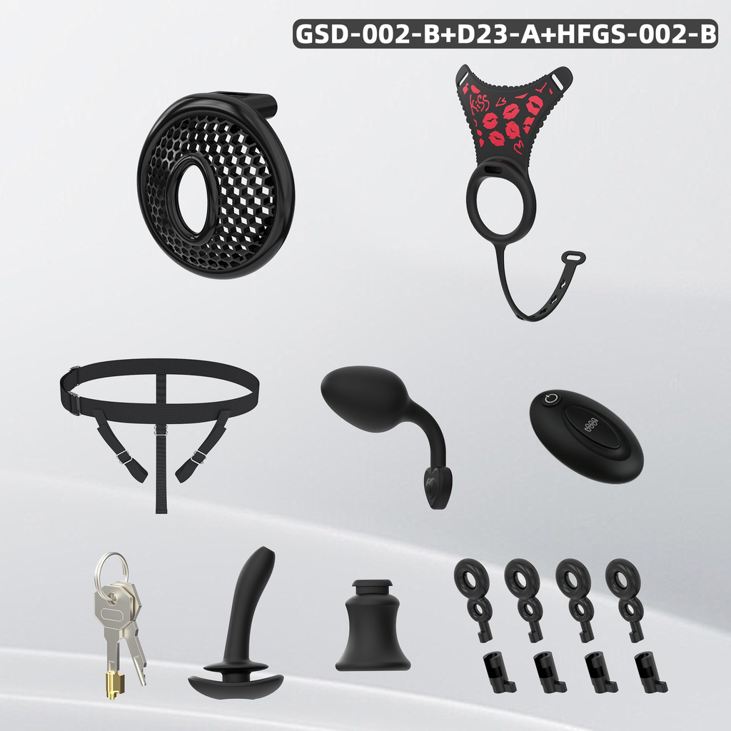 GSD+D23A New Silicone Ring Chastity Set - main image