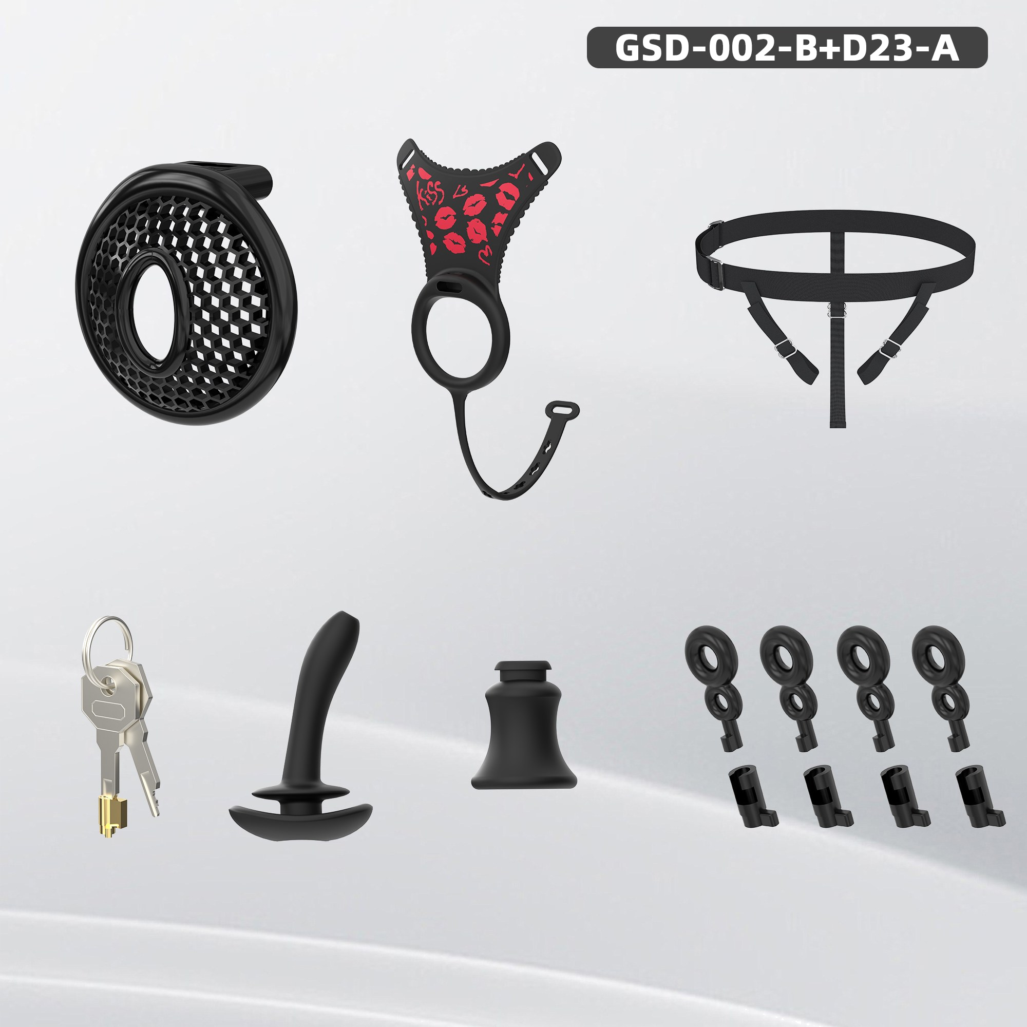 GSD+D23A New Silicone Ring Chastity Set - detail 2