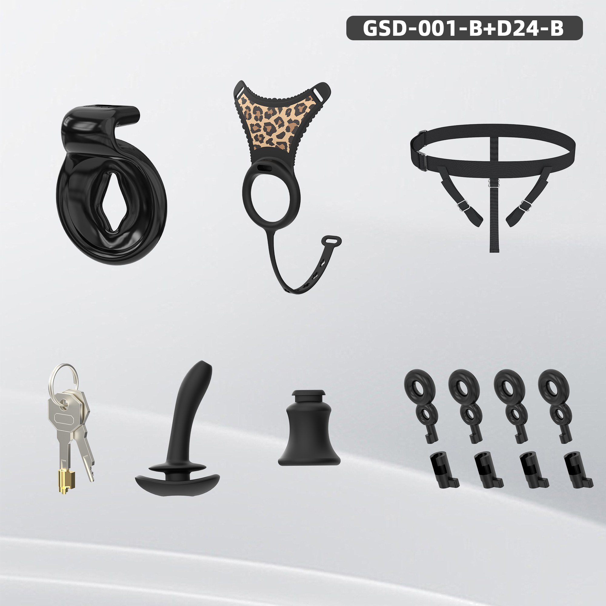 GSD+D24B New Silicone Ring Chastity Set - main image