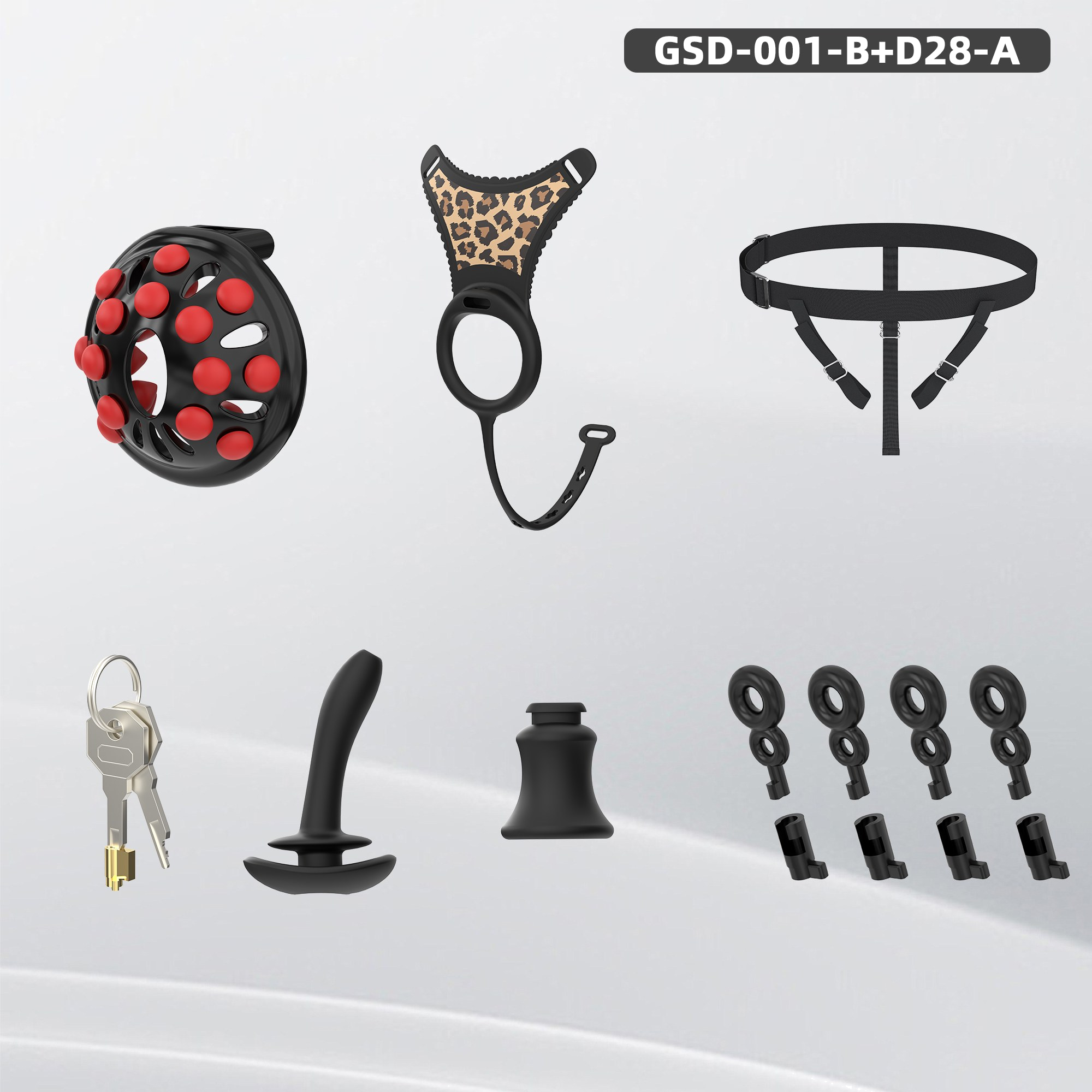GSD+D28A New Silicone Ring Chastity Set - main image