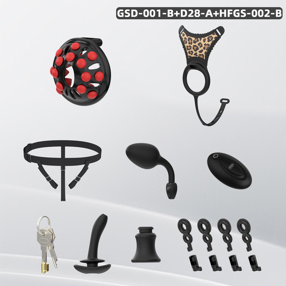 GSD+D28A New Silicone Ring Chastity Set - detail 2