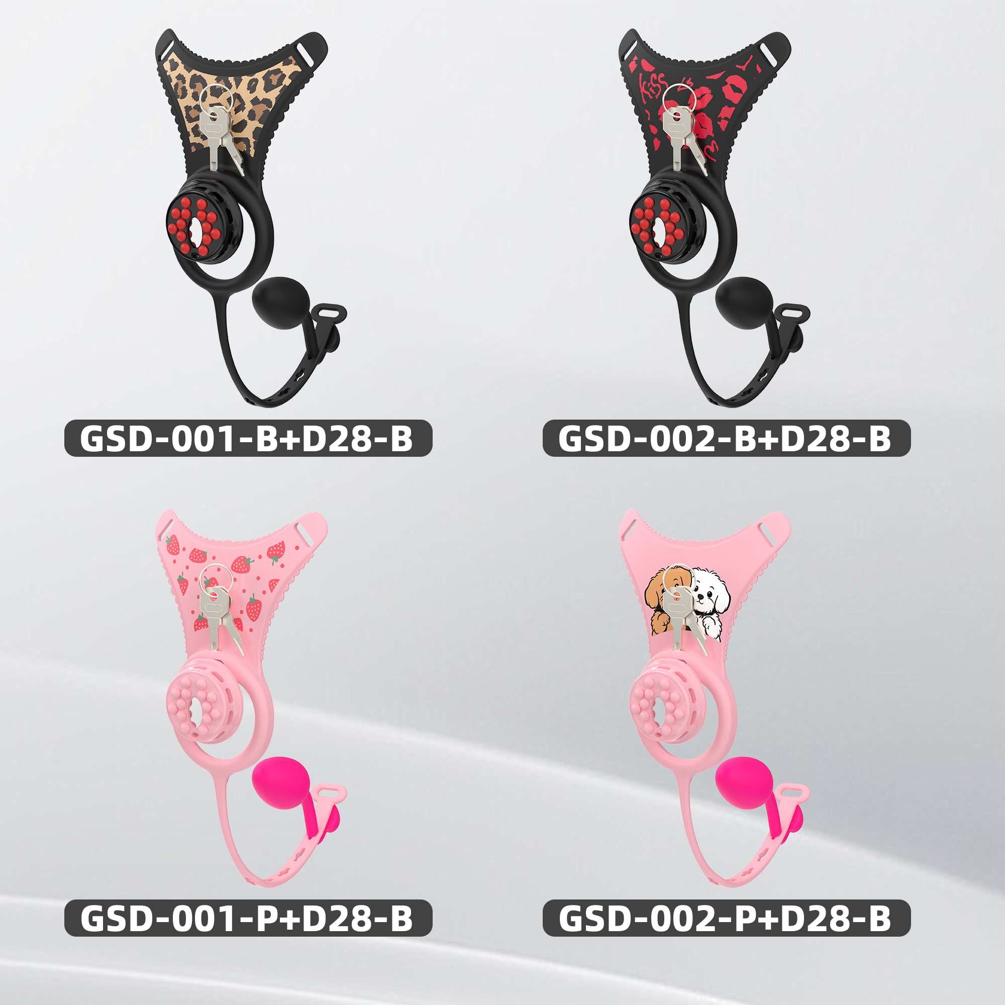 GSD+D28B New Silicone Ring Chastity Set - detail 1
