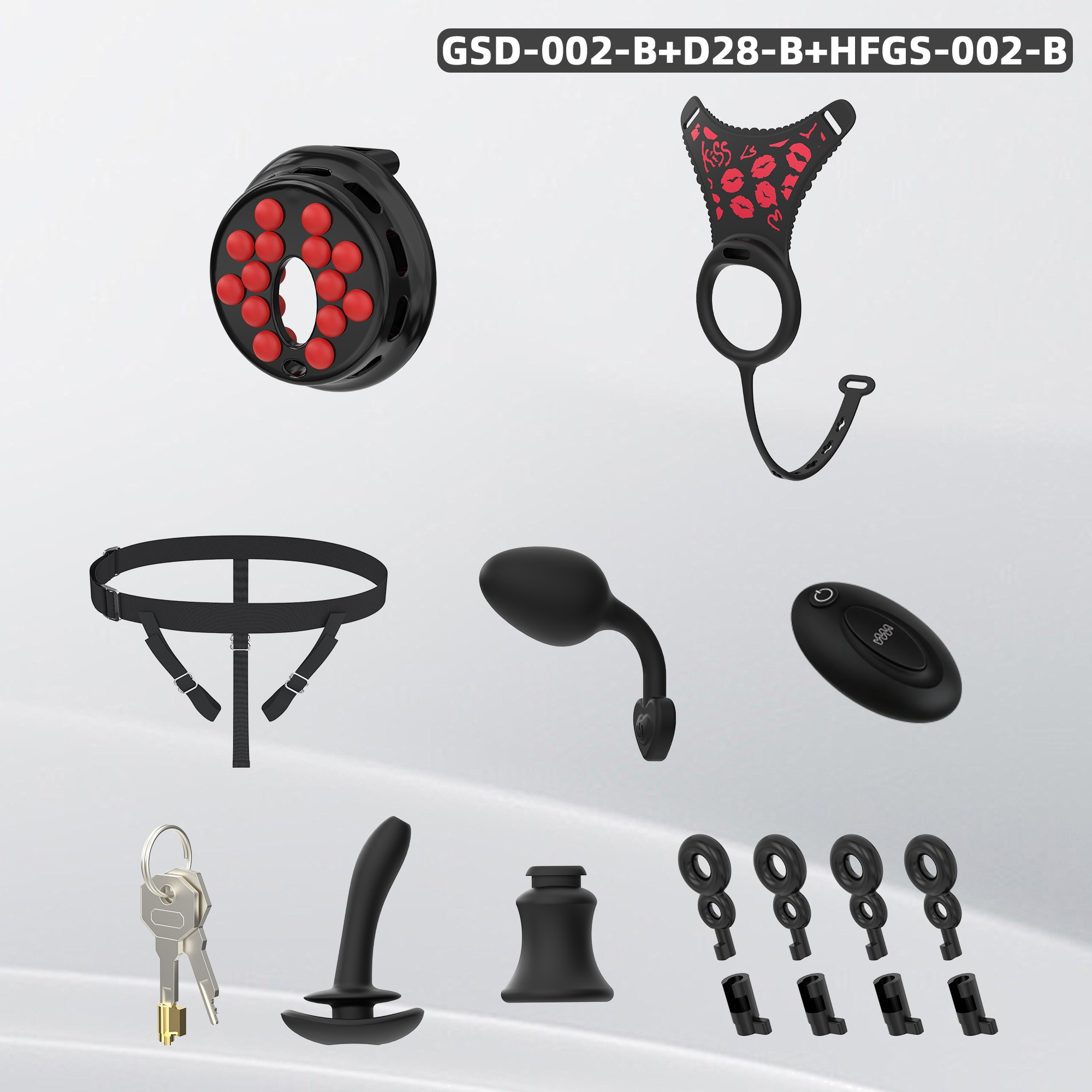 GSD+D28B New Silicone Ring Chastity Set - detail 2
