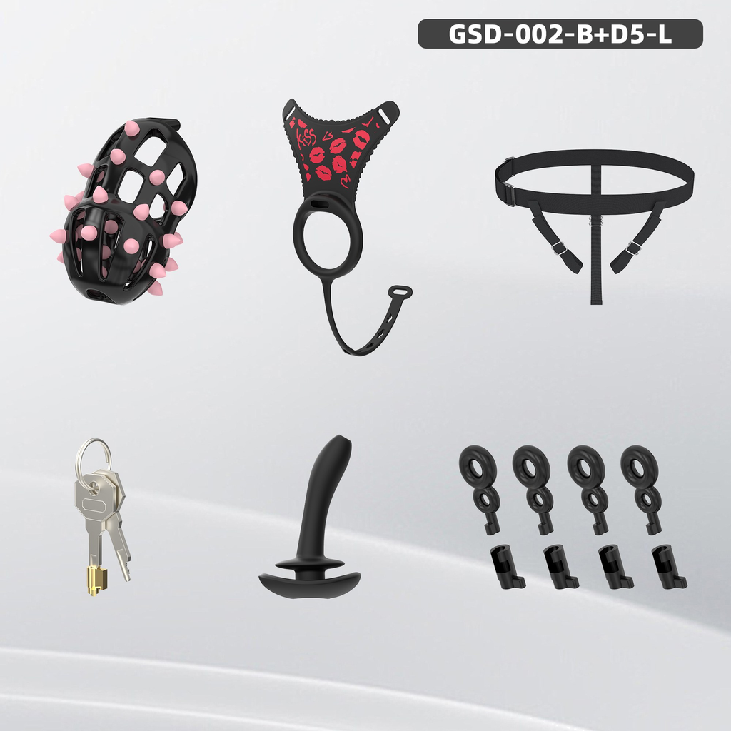 GSD+D5-S New Silicone Ring Chastity Set - main image