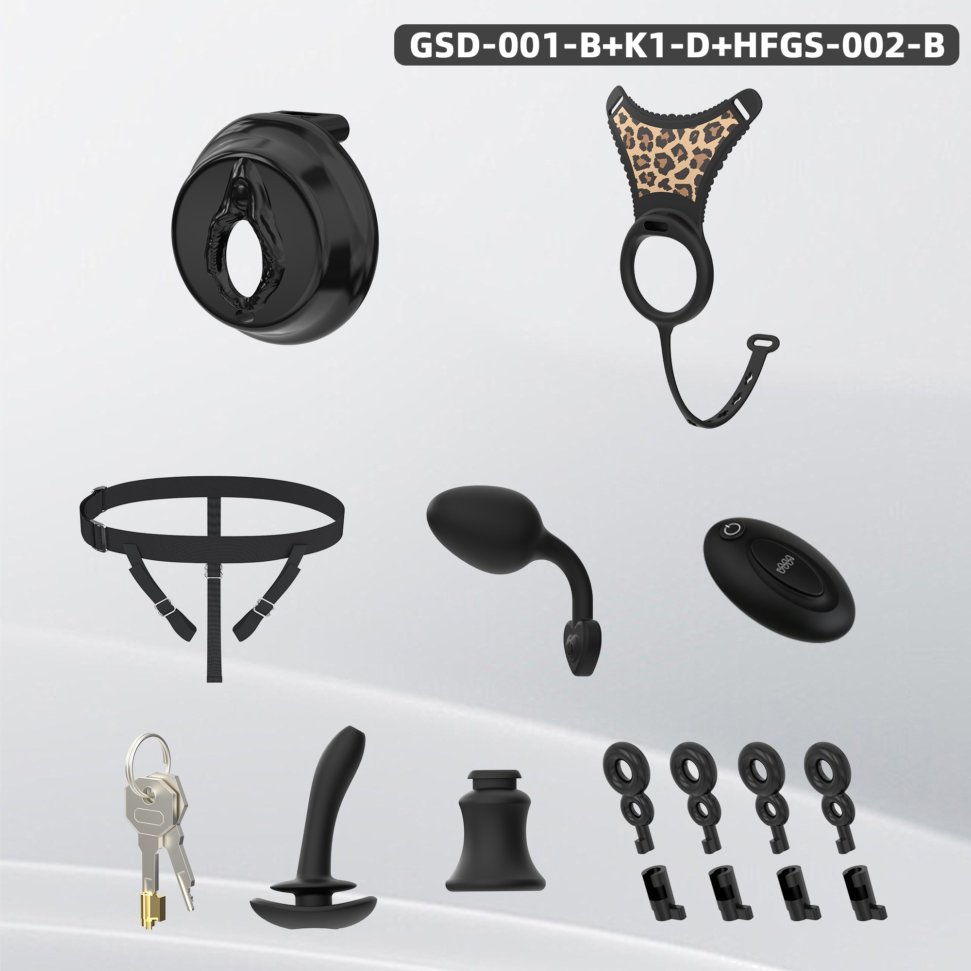 GSD+K1-D New Silicone Ring Chastity Set - detail 2