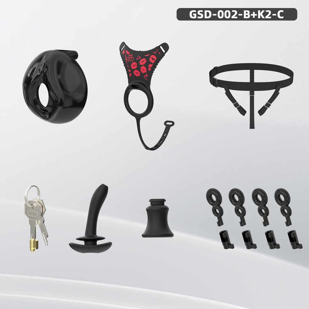 GSD+K2-C New Silicone Ring Chastity Set - main image