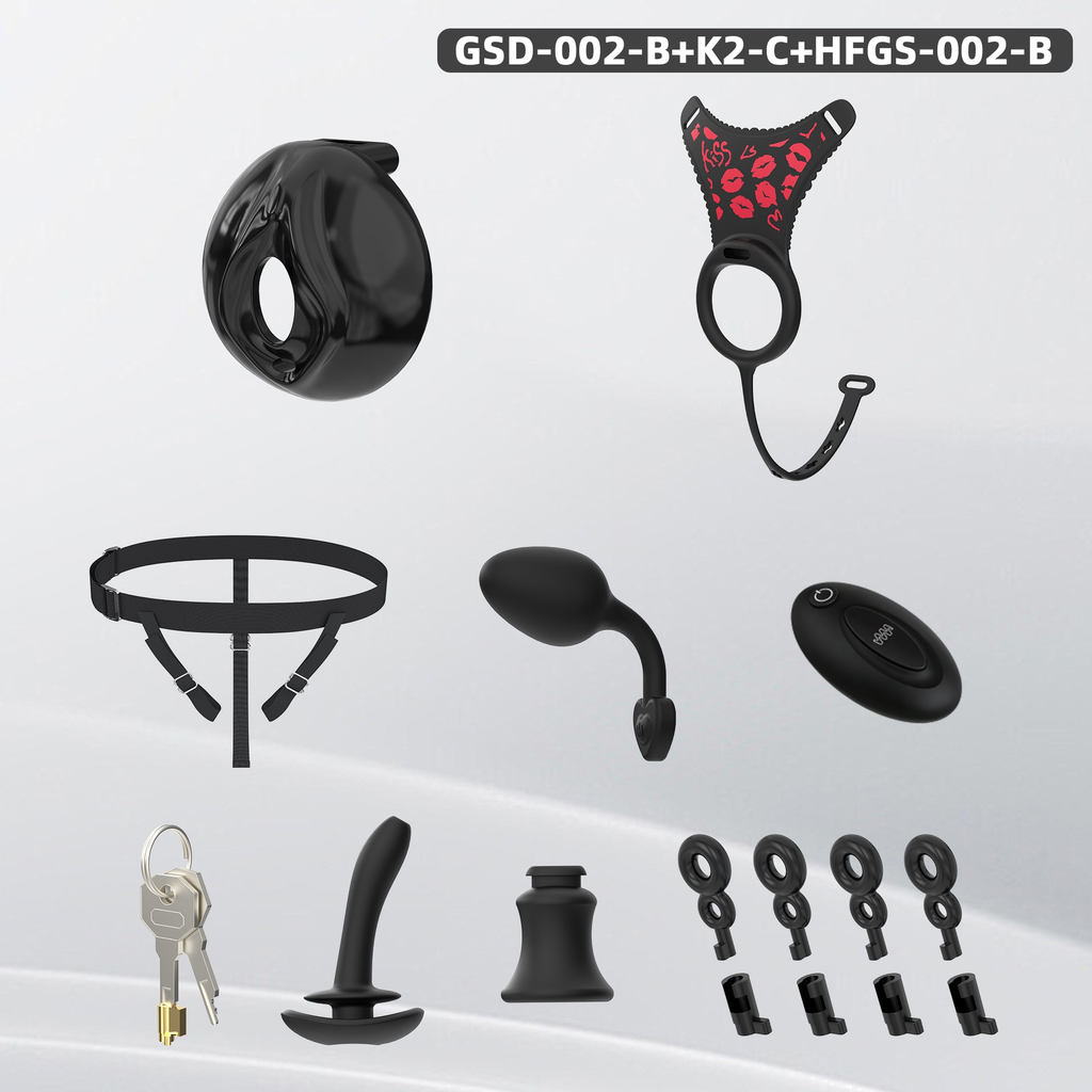 GSD+K2-C New Silicone Ring Chastity Set - detail 2